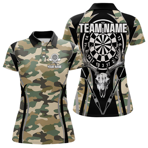 Deer Skull Darts Board Camo Darts Polo, Quarter zip Shirts For Women Custom Team Darts Jersey NQS9444