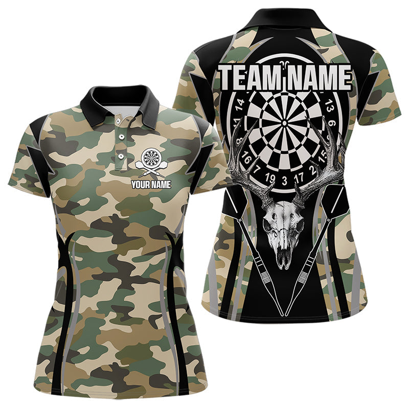 Deer Skull Darts Board Camo Darts Polo, Quarter zip Shirts For Women Custom Team Darts Jersey NQS9444