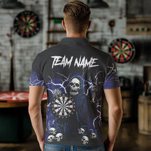 Load image into Gallery viewer, Purple Lightning Thunder Skull Darts Polo, Quarter zip Shirts For Men Custom Team Darts Jersey Outfit NQS9446