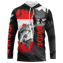 Load image into Gallery viewer, Canadian Flag Walleye Fishing Custom long sleeve performance Fishing Shirts, Walleye fishing jerseys NQS7362