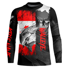 Load image into Gallery viewer, Canadian Flag Walleye Fishing Custom long sleeve performance Fishing Shirts, Walleye fishing jerseys NQS7362