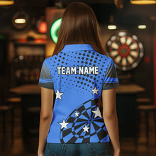 Load image into Gallery viewer, Stars Darts Polo, Quarter Zip Shirt For Women Custom Dart Team Jerseys | Blue NQS9777
