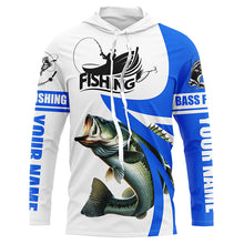 Load image into Gallery viewer, Largemouth bass fishing Custom Name sun protection long sleeve fishing shirts for men, women | Blue NQS3268