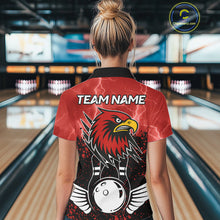 Load image into Gallery viewer, Black and Red Lightning thunder storm Eagle Bowling Shirts for Women Custom Team bowling jerseys NQS10022