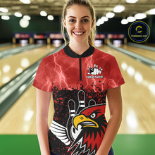 Load image into Gallery viewer, Black and Red Lightning thunder storm Eagle Bowling Shirts for Women Custom Team bowling jerseys NQS10022