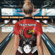 Load image into Gallery viewer, Black and Red Lightning thunder storm Eagle Bowling Shirts for Women Custom Team bowling jerseys NQS10022