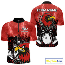 Load image into Gallery viewer, Black and Red Lightning thunder storm Eagle Bowling Shirts for Men Custom Team bowling jerseys NQS10022