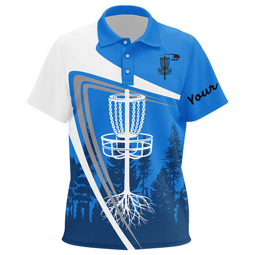 Kid disc golf polo shirts custom name blue disc golf basket, personalized disc golf shirts NQS7931