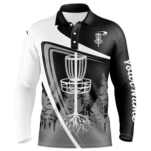 Mens disc golf polo shirt custom name black disc golf basket, personalized disc golf shirts NQS7932