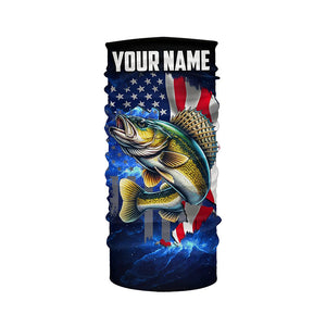 Walleye Fishing 3D American Flag patriotic blue galaxy Custom Walleye long sleeve Fishing Shirts NQS7935