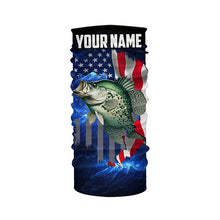 Load image into Gallery viewer, Crappie Fishing 3D American Flag patriotic blue galaxy Custom Crappie long sleeve Fishing Shirts NQS7936