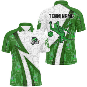 Custom Bowling Polo, Quarter Zip Shirt For Men green flame camo Bowling shirts, Bowling Team jerseys NQS7938