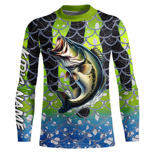 Largemouth Bass Fishing scales customize name performance UV protection long sleeves fishing shirt NQS643