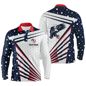 Mens golf polo shirt custom red, white and blue Eagle American flag patriotic golf apparel for men NQS6024