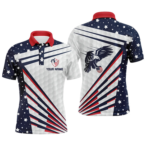 Mens golf polo shirt custom red, white and blue Eagle American flag patriotic golf apparel for men NQS6024