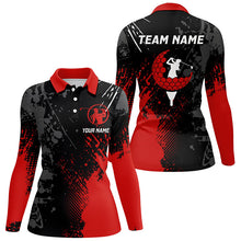 Load image into Gallery viewer, Black and Red Womens golf polo shirts custom female golf attire for women, personalized golf gifts NQS8127
