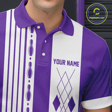 Load image into Gallery viewer, Retro Purple argyle Flame Bowling shirts For Men custom bowling team jerseys Mens Bowler Outfits NQS10326