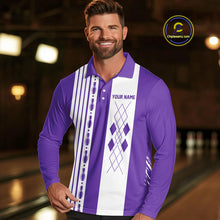 Load image into Gallery viewer, Retro Purple argyle Flame Bowling shirts For Men custom bowling team jerseys Mens Bowler Outfits NQS10326
