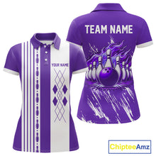 Load image into Gallery viewer, Retro Purple argyle Flame Bowling shirts For Women custom bowling team jerseys Ladies Bowler Outfits NQS10326