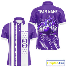 Load image into Gallery viewer, Retro Purple argyle Flame Bowling shirts For Men custom bowling team jerseys Mens Bowler Outfits NQS10326