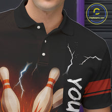 Load image into Gallery viewer, Orange Flame Lightning thunder Bowling shirts For Men custom bowling team jerseys Mens Bowler Outfits NQS10329