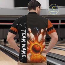 Load image into Gallery viewer, Orange Flame Lightning thunder Bowling shirts For Men custom bowling team jerseys Mens Bowler Outfits NQS10329