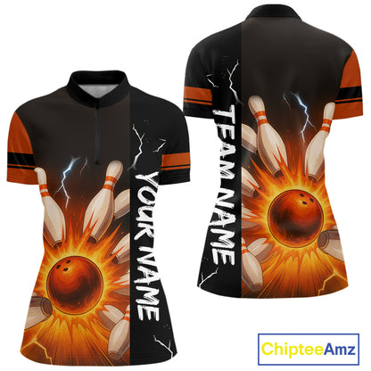Orange Flame Lightning thunder Bowling shirt For Women custom bowling team jersey Bowler Outfits NQS10329