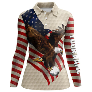 Vintage American flag Eagle Womens golf polo shirts custom patriotic golf shirts ladies golf tops NQS6242