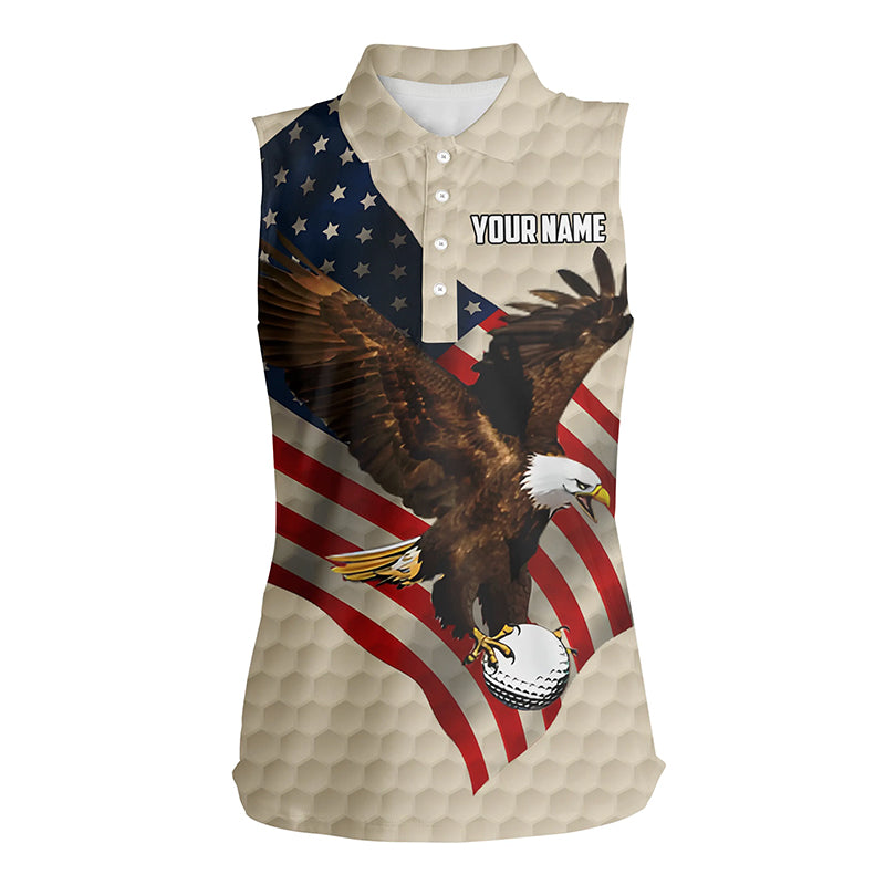 Vintage American flag Eagle Women sleeveless polo shirt custom patriotic golf shirts ladies golf tops NQS6242