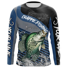 Load image into Gallery viewer, Crappie fishing Custom UV protection fishing long sleeve shirt, Crappie Fishing jerseys | Blue NQS8365