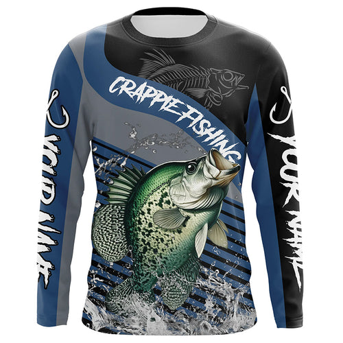 Crappie fishing Custom UV protection fishing long sleeve shirt, Crappie Fishing jerseys | Blue NQS8365