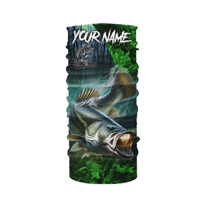 Largemouth bass Fishing green camo UV protection customize name long sleeves shirts fishing apparel NQS2311