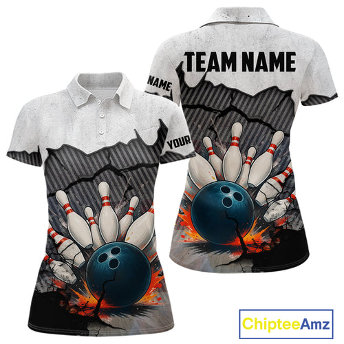 Black and White grunge Bowling Shirts for Women Custom Team Bowling Jerseys, Gift for Bowlers NQS10751