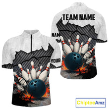Load image into Gallery viewer, Black and White grunge Bowling Shirts for Men Custom Team Bowling Jerseys, Gift for Bowlers NQS10751