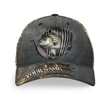 Load image into Gallery viewer, Striped Bass fishing camo Custom fishing hat Unisex Fishing Baseball Angler striper hat cap NQS2423