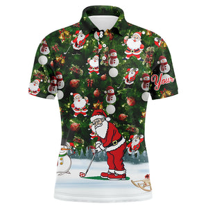 Funny Christmas golf shirt custom name Mens golf polo shirt - Santa Golfer Christmas gifts NQS4212