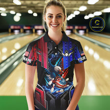 Load image into Gallery viewer, American flag bowling jersey Custom patriotic Lightning Thunder Eagle Bowling shirts for Women NQS10958