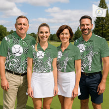 Load image into Gallery viewer, Green Irish Tribal Cross St Patrick's Day Mens Golf Polo Shirts Custom Lucky Golf Team Jerseys NQS11335