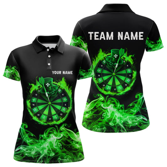 Green Flame Smoke Lucky Women Darts Shirts Custom St Patrick Day Team Darts Outfit NQS9452
