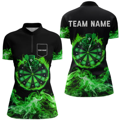 Green Flame Smoke Lucky Women Darts Shirts Custom St Patrick Day Team Darts Outfit NQS9452