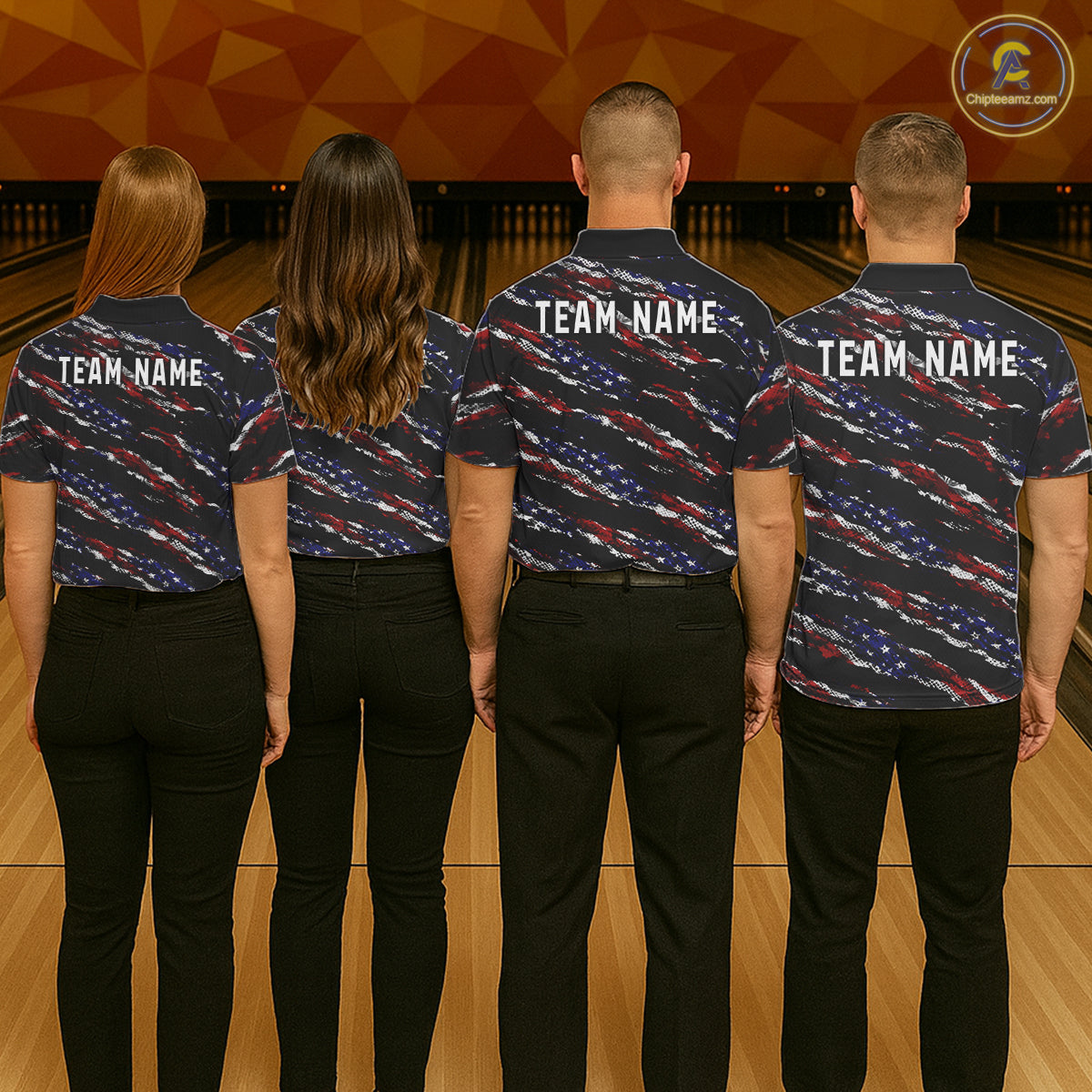 Black American Flag pattern bowling shirt for men custom patriotic jerseys team bowling gifts for men NQS11552