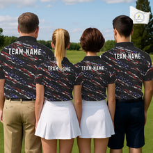Load image into Gallery viewer, Black American Flag pattern Golf Polo shirts for Women custom ladies patriotic golf shirts NQS11553