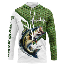 Load image into Gallery viewer, Largemouth Bass fishing green scales custom name sun protection long sleeve fishing shirts jerseys NQS3836