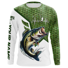 Load image into Gallery viewer, Largemouth Bass fishing green scales custom name sun protection long sleeve fishing shirts jerseys NQS3836