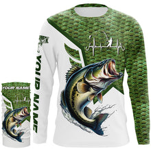 Load image into Gallery viewer, Largemouth Bass fishing green scales custom name sun protection long sleeve fishing shirts jerseys NQS3836