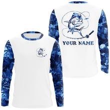 Load image into Gallery viewer, Mahi Mahi ( Dorado) fishing blue camo UV protection Customize name long sleeves fishing shirts NQS916