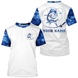 Mahi Mahi ( Dorado) fishing blue camo UV protection Customize name long sleeves fishing shirts NQS916