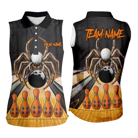 Funny Spider Halloween Bowling sleeveless polos Custom Bowling Team Jerseys, Halloween Bowling Outfits NQS8569