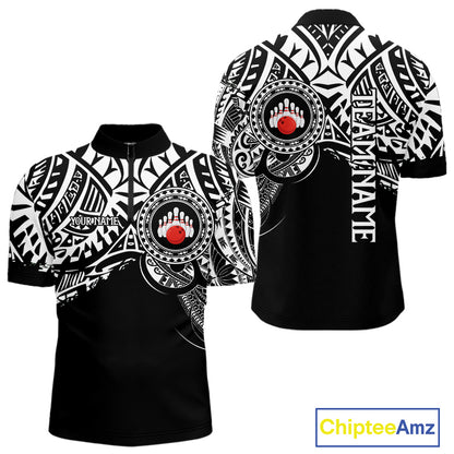 Personalized Black and White Tribal pattern Mens Bowling Shirts Custom Team Bowling outfit for men NQS10761