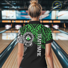 Load image into Gallery viewer, Personalized Black and Green Tribal pattern Women Bowling Shirt Custom Team Bowling outfit for ladies NQS10763